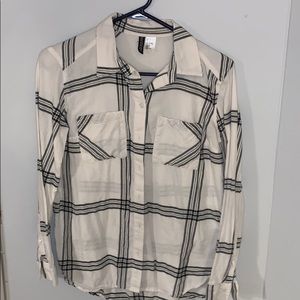 Divided black and white plaid shirt